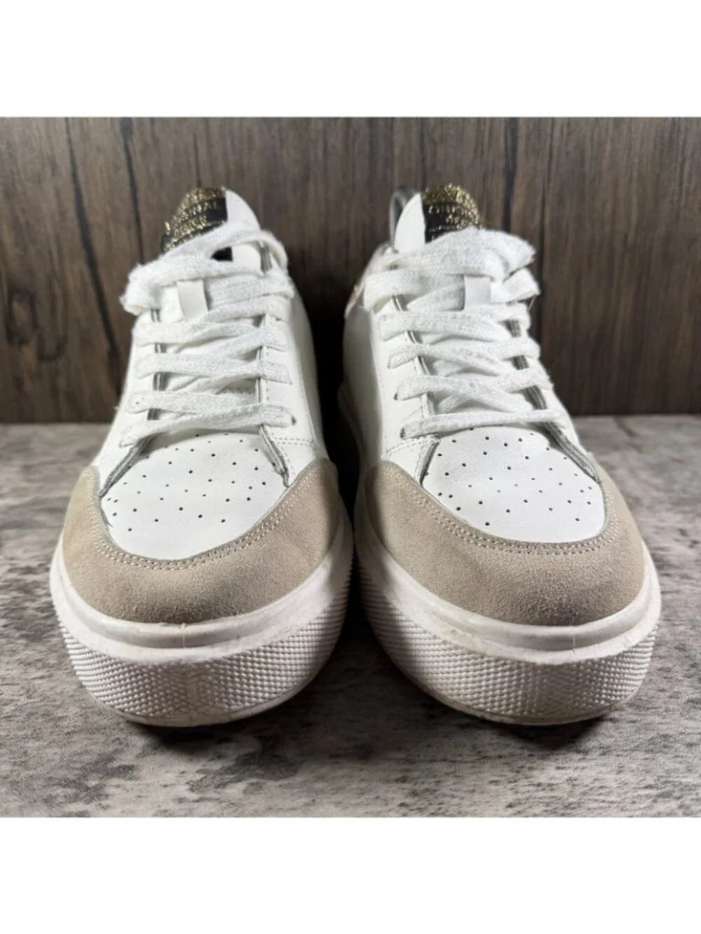Womens Vintage Havana Sneakers White/Gold Sz 8.5 Platform Shoes - Picture 5 of 10